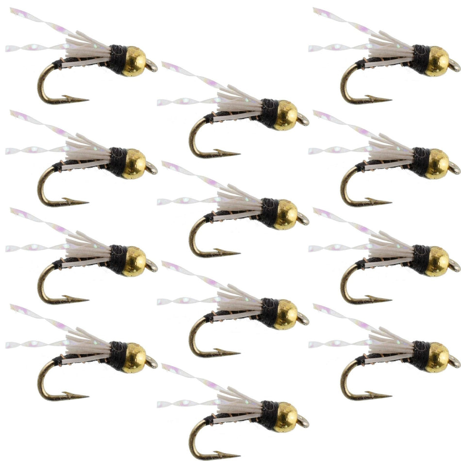 Beadhead Black 3 Dollar Dip Serendipity Wet Fly Fishing Flies - 1 Dozen Flies Hook Size 18 - Get Tight Gear
