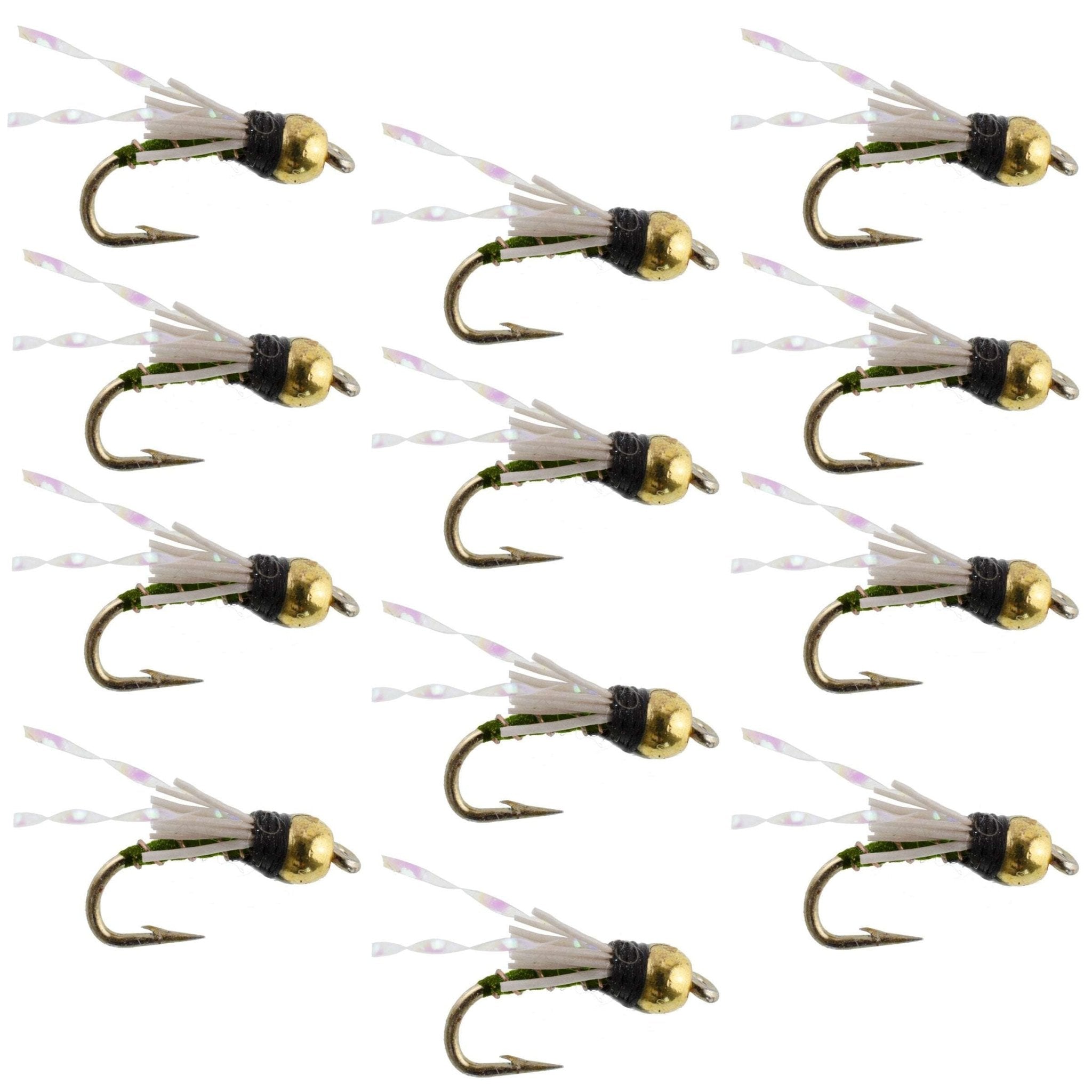 Beadhead Olive 3 Dollar Dip Serendipity Wet Fly Fishing Flies - 1 Dozen Flies Hook Size 18 - Get Tight Gear