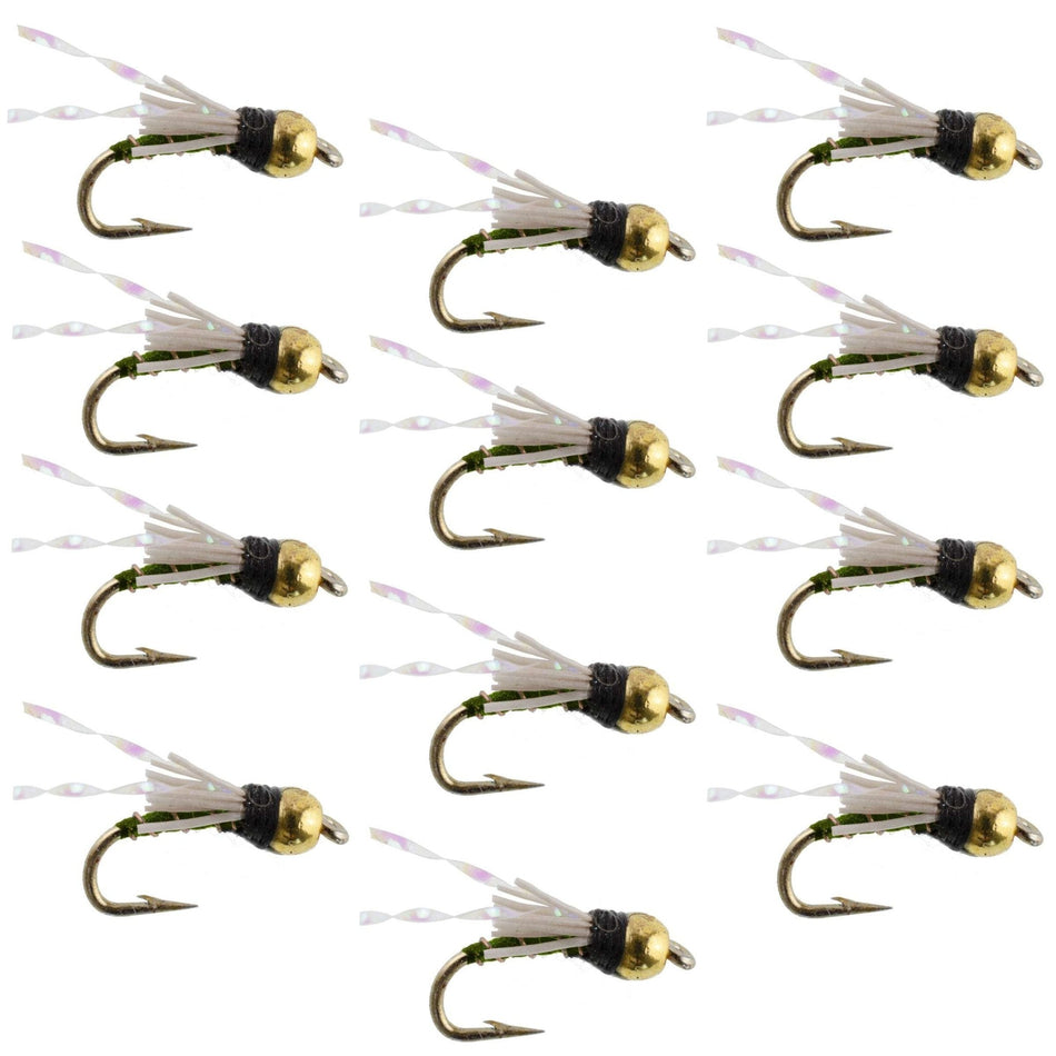 Beadhead Olive 3 Dollar Dip Serendipity Wet Fly Fishing Flies - 1 Dozen Flies Hook Size 18 - Get Tight Gear