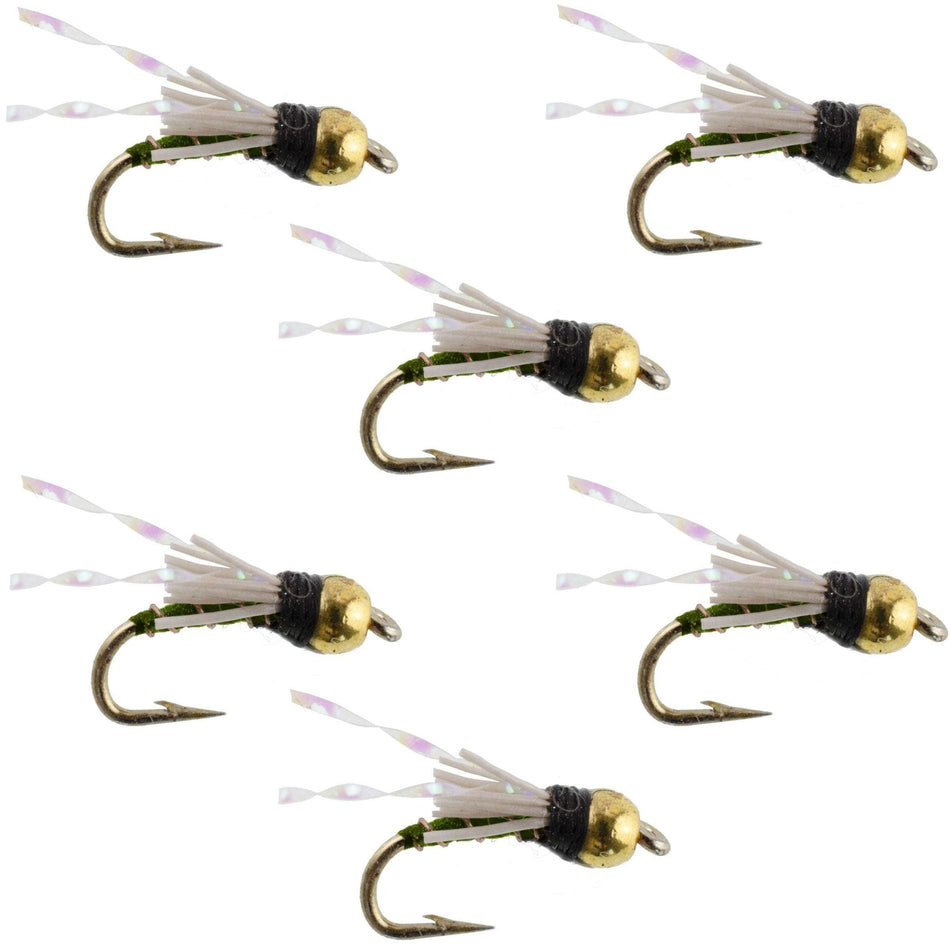 Beadhead Olive 3 Dollar Dip Serendipity Wet Fly Fishing Flies - 6 Flies Hook Size 18 - Get Tight Gear