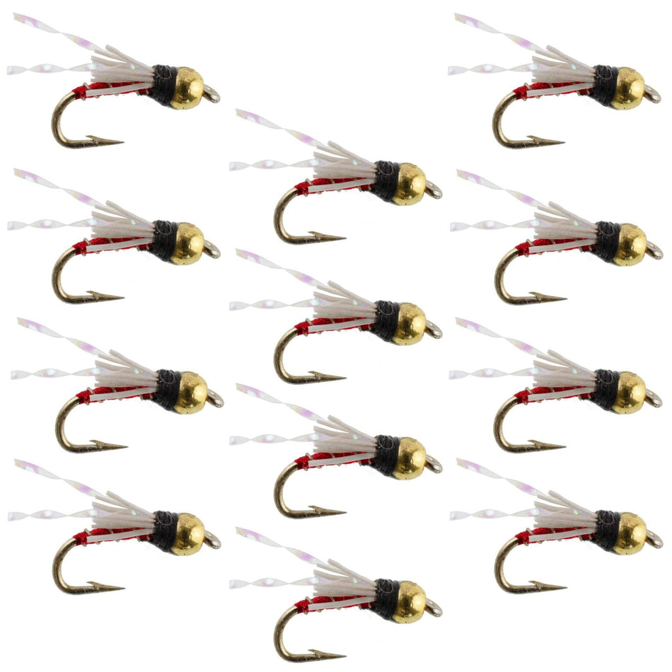 Beadhead Red 3 Dollar Dip Serendipity Wet Fly Fishing Flies - 1 Dozen Flies Hook Size 18 - Get Tight Gear