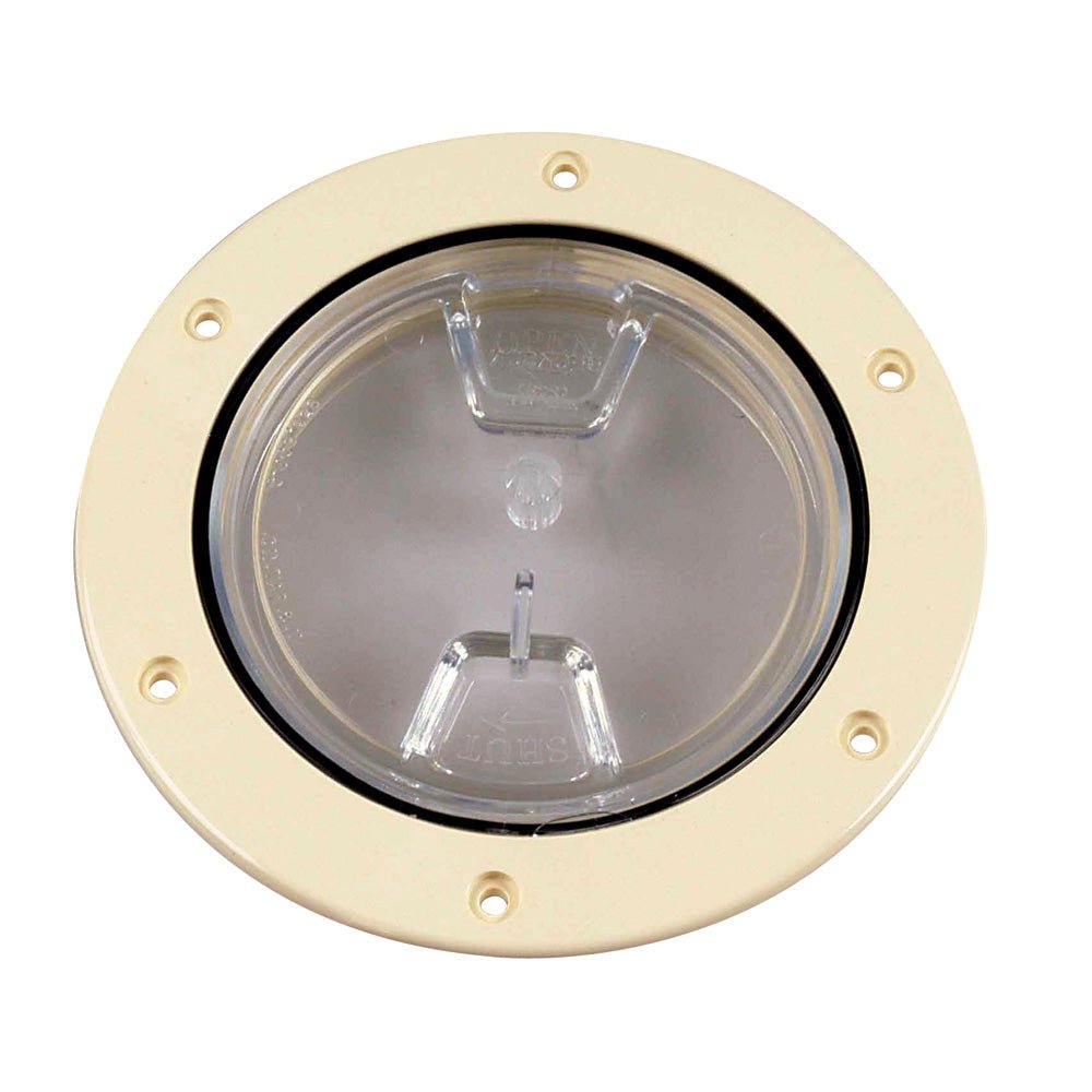 Beckson 4" Clear Center Screw - Out Deck Plate - Beige - Get Tight Gear