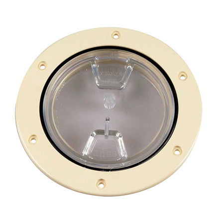 Beckson 4" Clear Center Screw - Out Deck Plate - Beige - Get Tight Gear