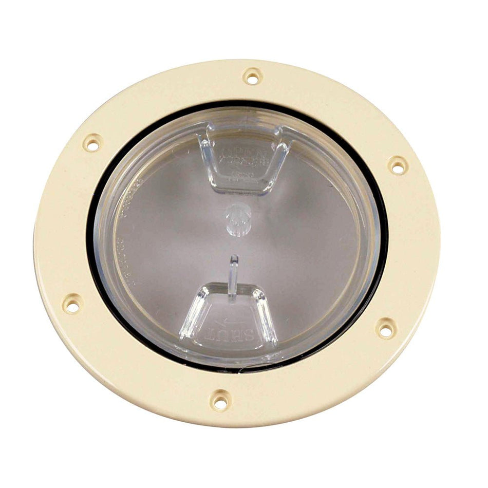 Beckson 4" Clear Center Screw - Out Deck Plate - Beige - Get Tight Gear