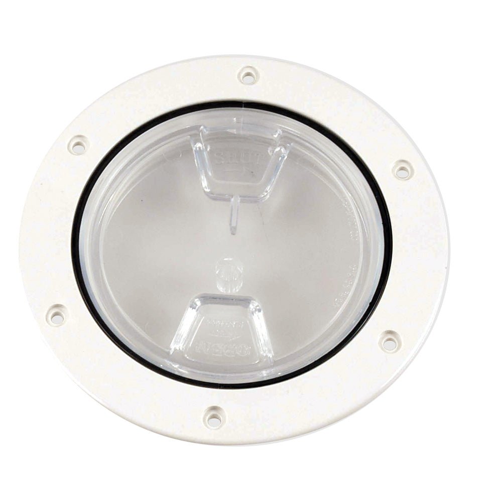 Beckson 4" Clear Center Screw - Out Deck Plate - White - Get Tight Gear