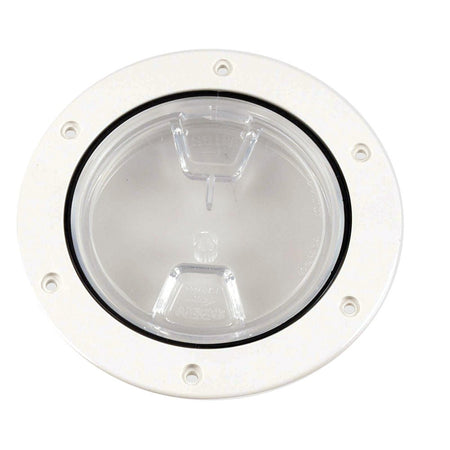 Beckson 4" Clear Center Screw - Out Deck Plate - White - Get Tight Gear