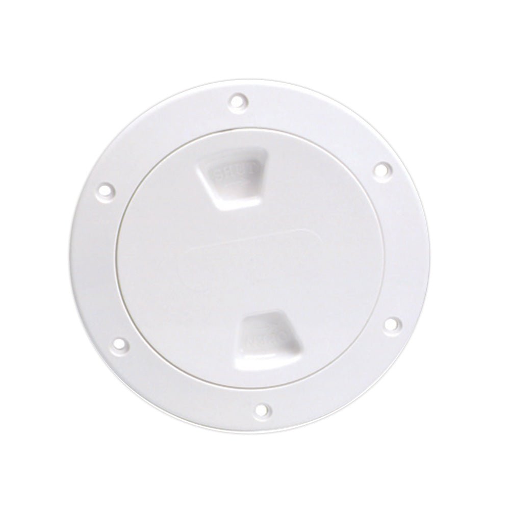 Beckson 4" Smooth Center Screw - Out Deck Plate - White - Get Tight Gear