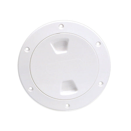 Beckson 4" Smooth Center Screw - Out Deck Plate - White - Get Tight Gear