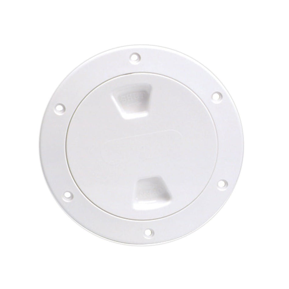 Beckson 4" Smooth Center Screw - Out Deck Plate - White - Get Tight Gear