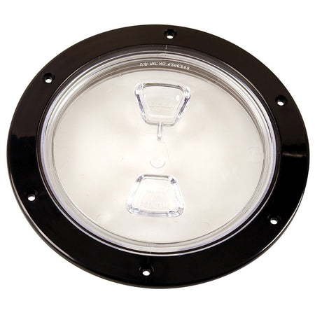 Beckson 6" Clear Center Screw - Out Deck Plate - Black - Get Tight Gear