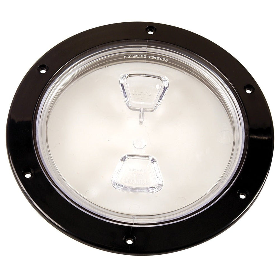 Beckson 6" Clear Center Screw - Out Deck Plate - Black - Get Tight Gear