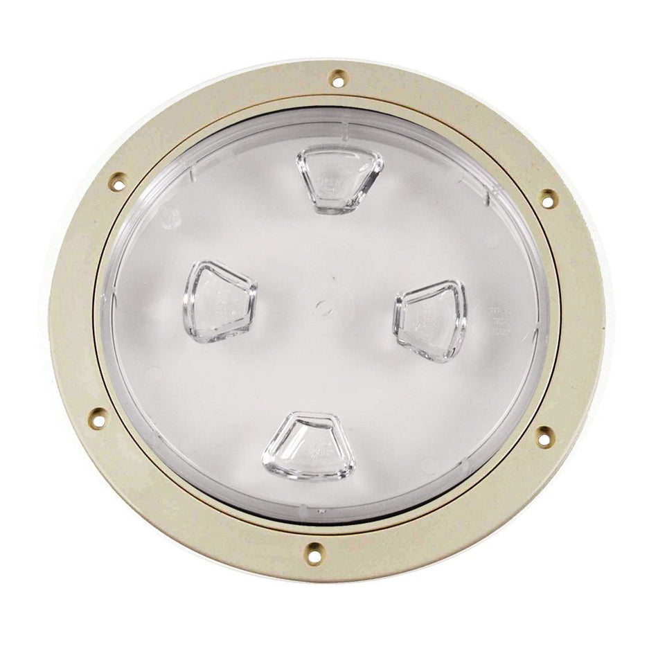 Beckson 8" Clear Center Screw - Out Deck Plate - Beige - Get Tight Gear