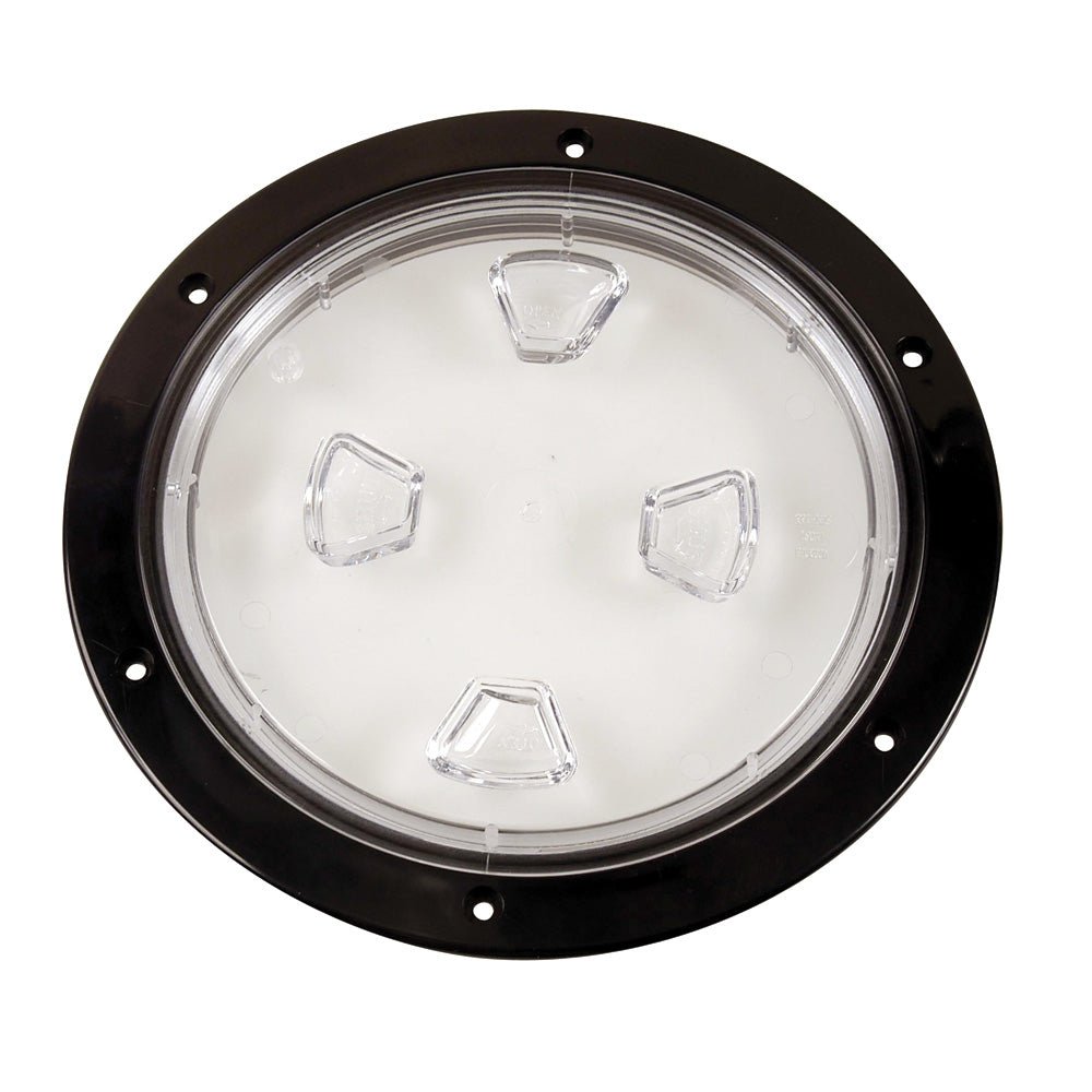 Beckson 8" Clear Center Screw - Out Deck Plate - Black - Get Tight Gear