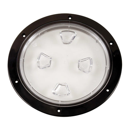 Beckson 8" Clear Center Screw - Out Deck Plate - Black - Get Tight Gear