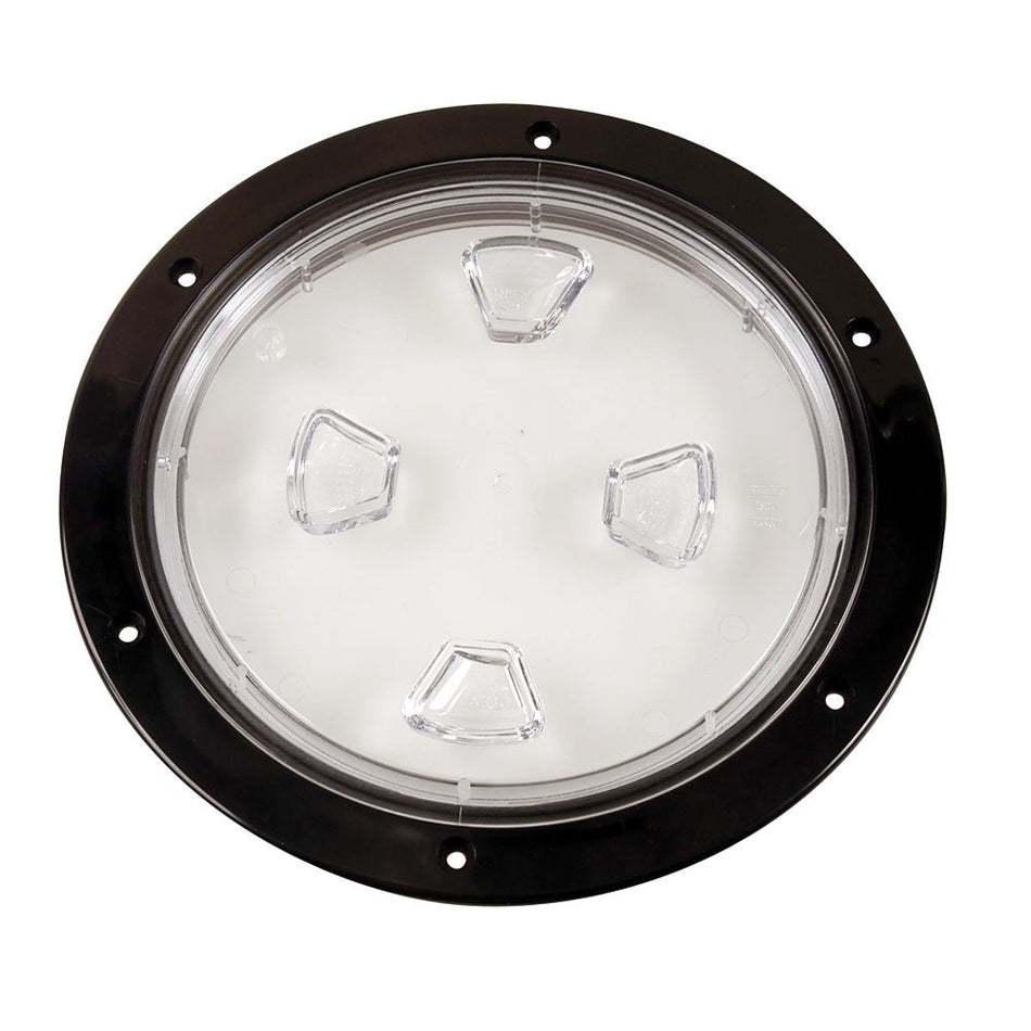 Beckson 8" Clear Center Screw - Out Deck Plate - Black - Get Tight Gear