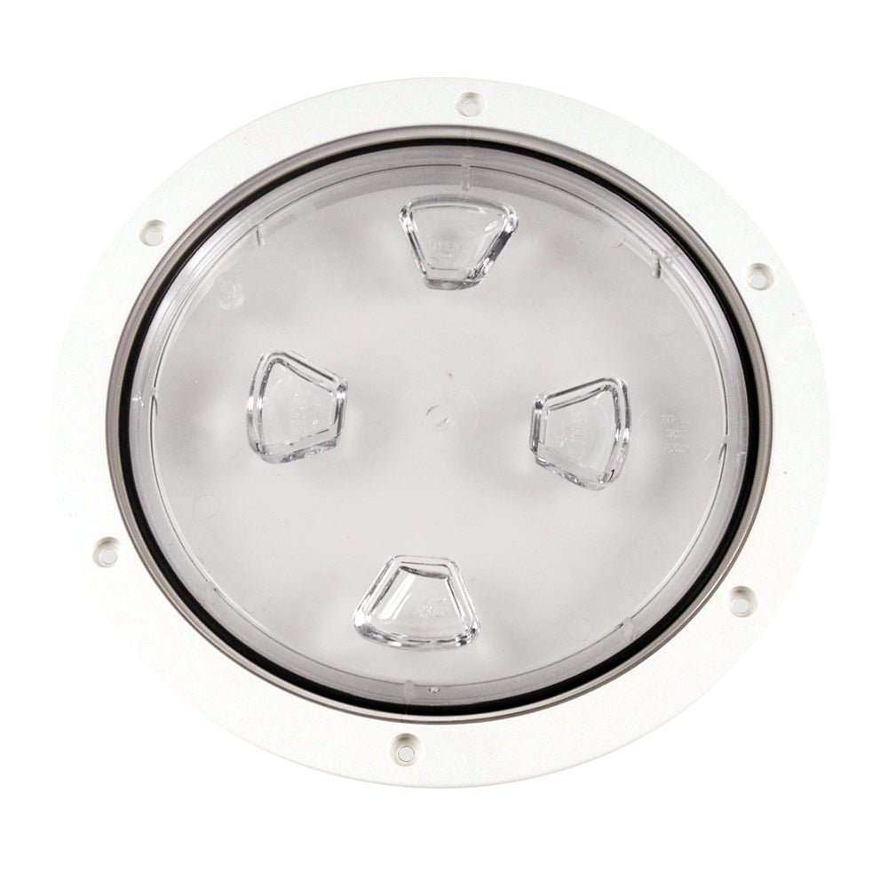 Beckson 8" Clear Center Screw - Out Deck Plate - White - Get Tight Gear