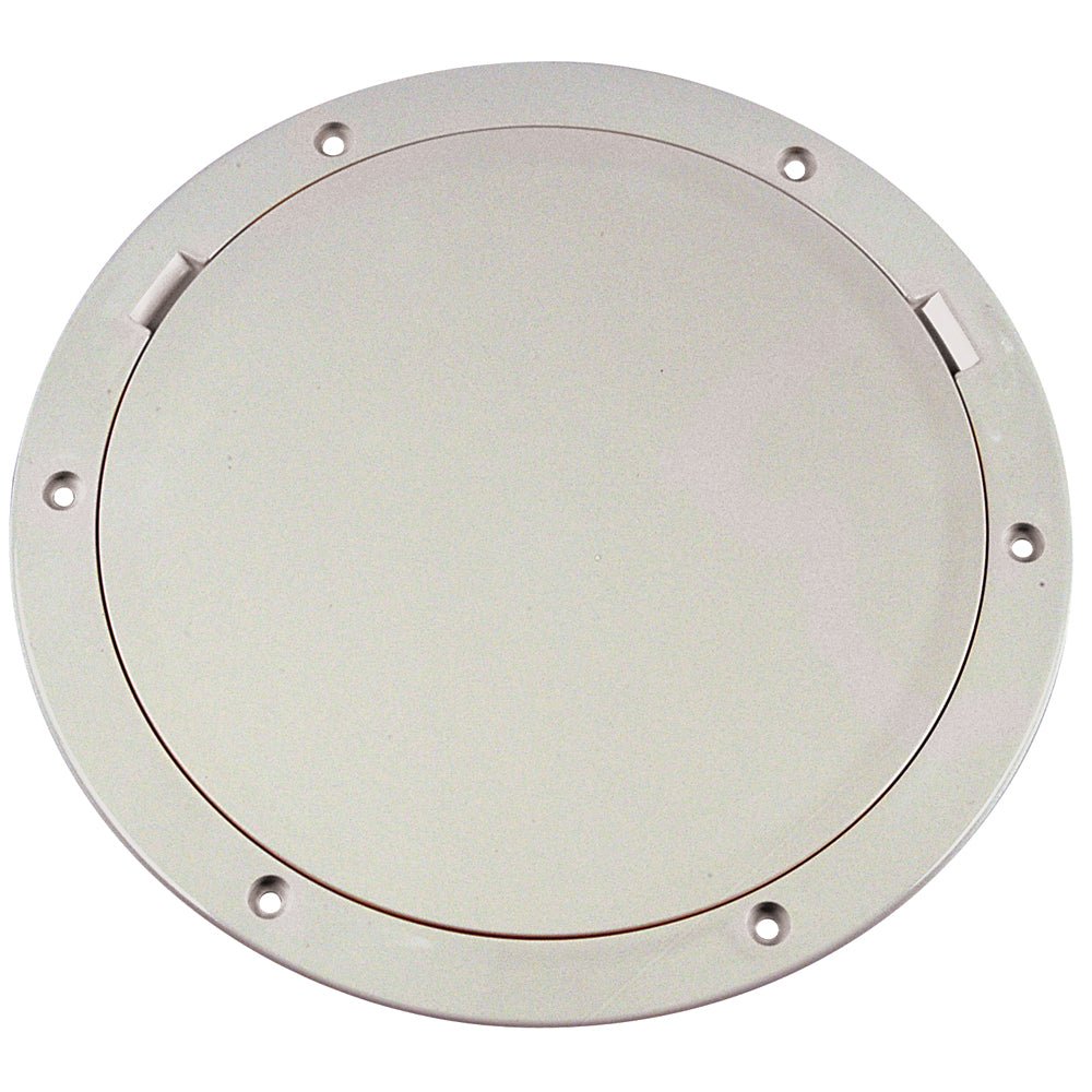 Beckson 8" Smooth Center Pry - Out Deck Plate - White - Get Tight Gear