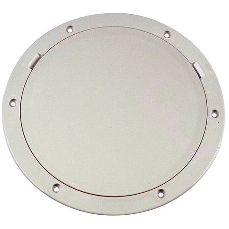Beckson 8" Smooth Center Pry - Out Deck Plate - White - Get Tight Gear