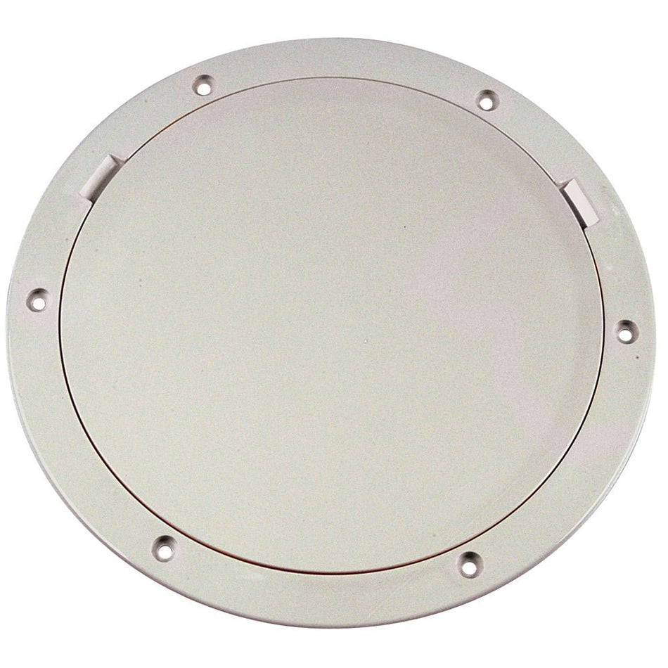 Beckson 8" Smooth Center Pry - Out Deck Plate - White - Get Tight Gear