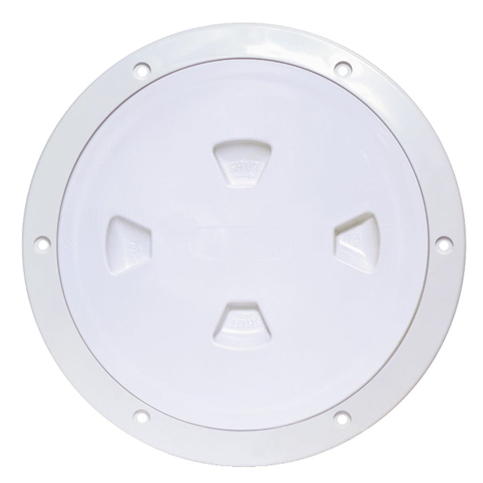 Beckson 8" Smooth Center Screw - Out Deck Plate - White - Get Tight Gear