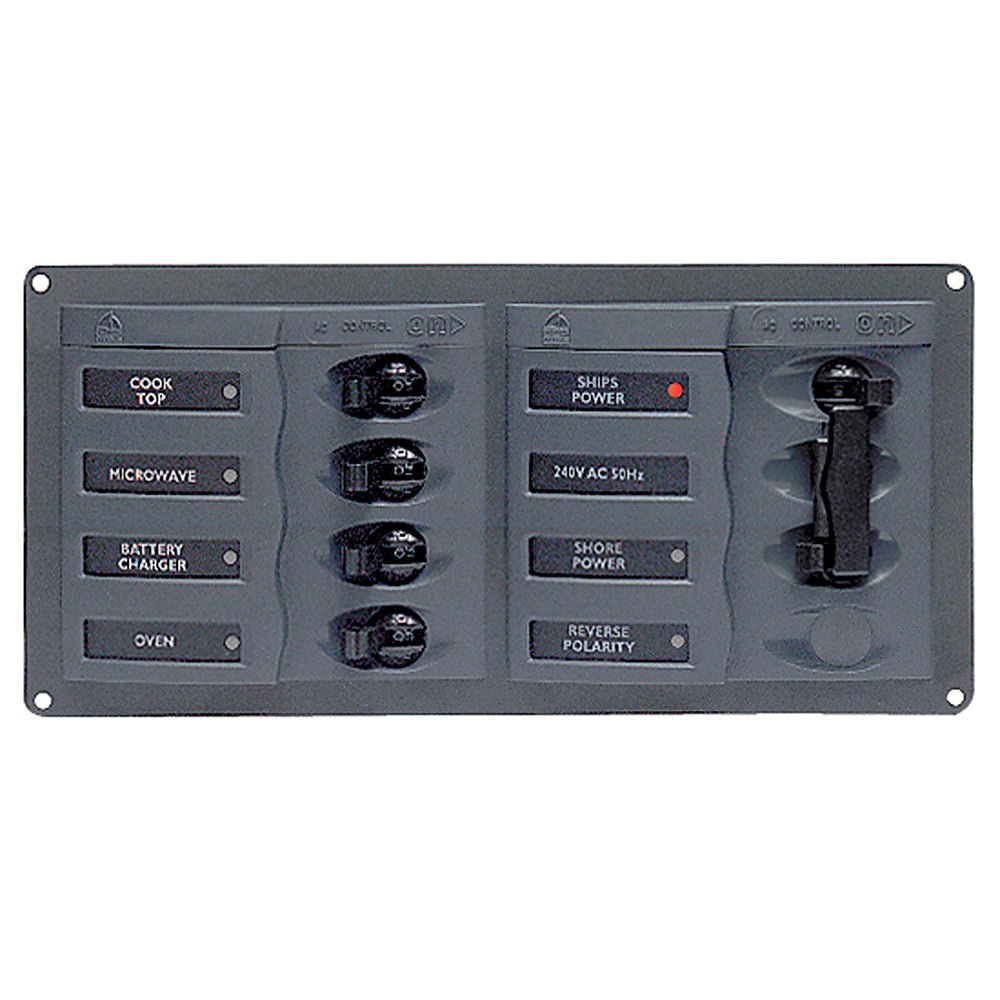 BEP AC Circuit Breaker Panel w/o Meters, 4 Way Panel 2 Mains - 110V - Get Tight Gear