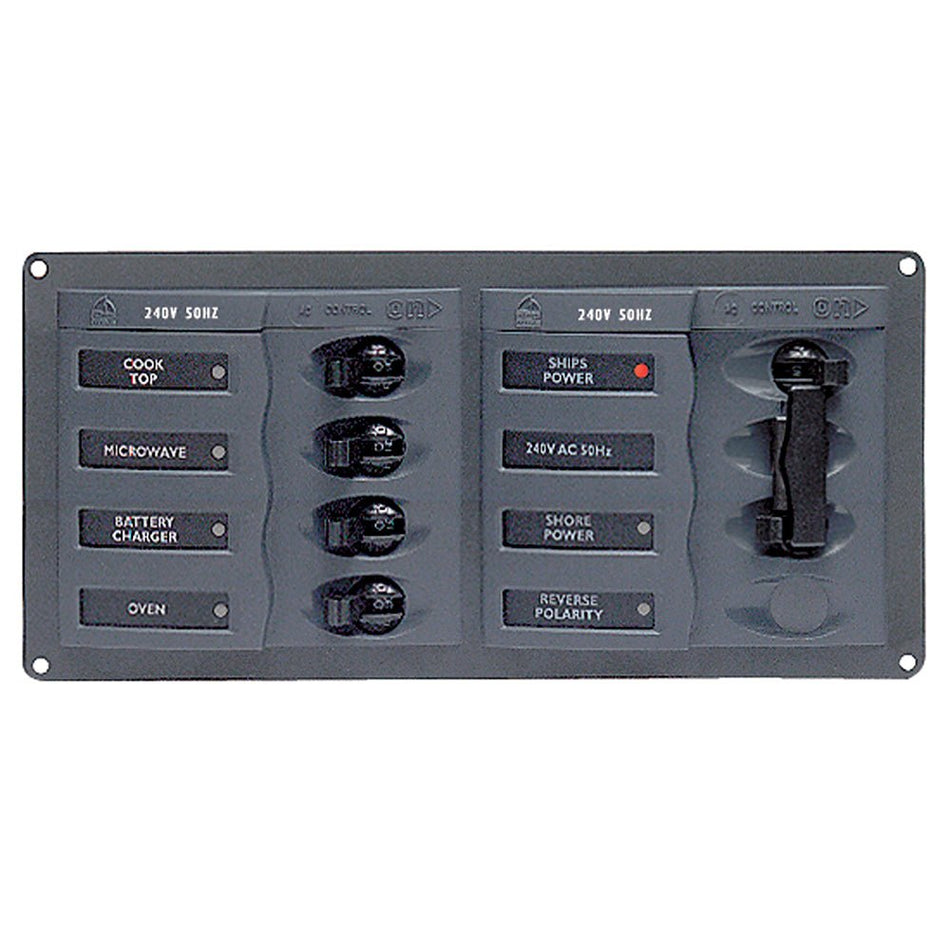 BEP AC Circuit Breaker Panel w/o Meters, 4 Way Panel 2 Mains - 240V - Get Tight Gear