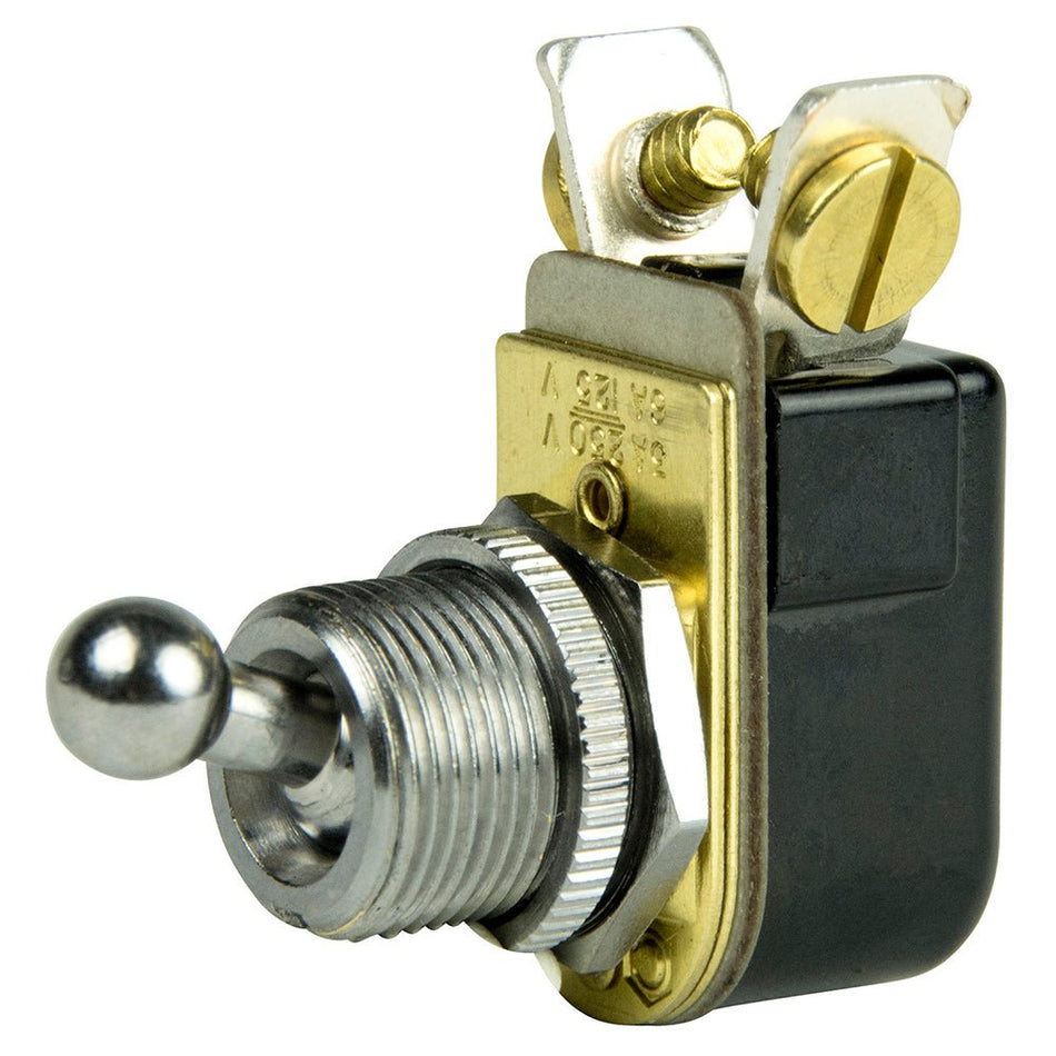 BEP SPST Chrome Plated Toggle Switch - 3/8" Ball Handle - OFF/ON - Get Tight Gear