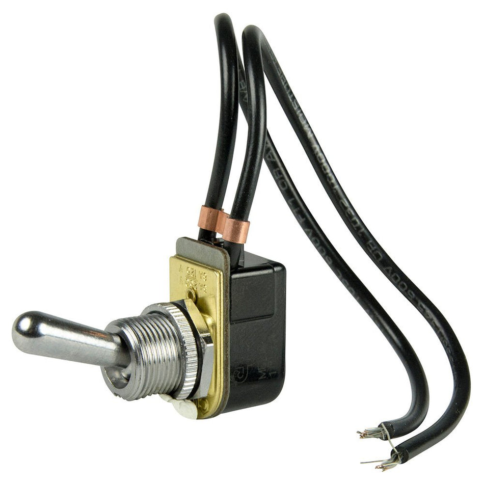 BEP SPST Chrome Plated Toggle Switch Wire Leads - ON/OFF - Get Tight Gear
