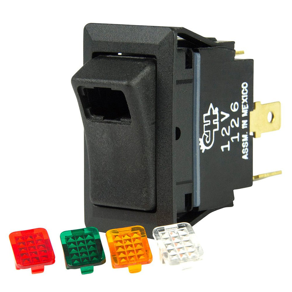 BEP SPST Rocker Switch - 1 - LED w/4 - Colored Covers - 12V/24V - ON/OFF - Get Tight Gear