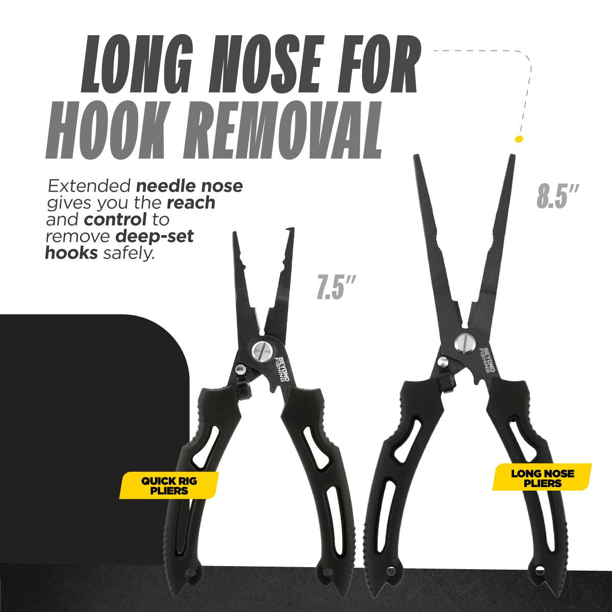 Beyond Fishing 8.5” Long Nose Fishing Pliers - Get Tight Gear