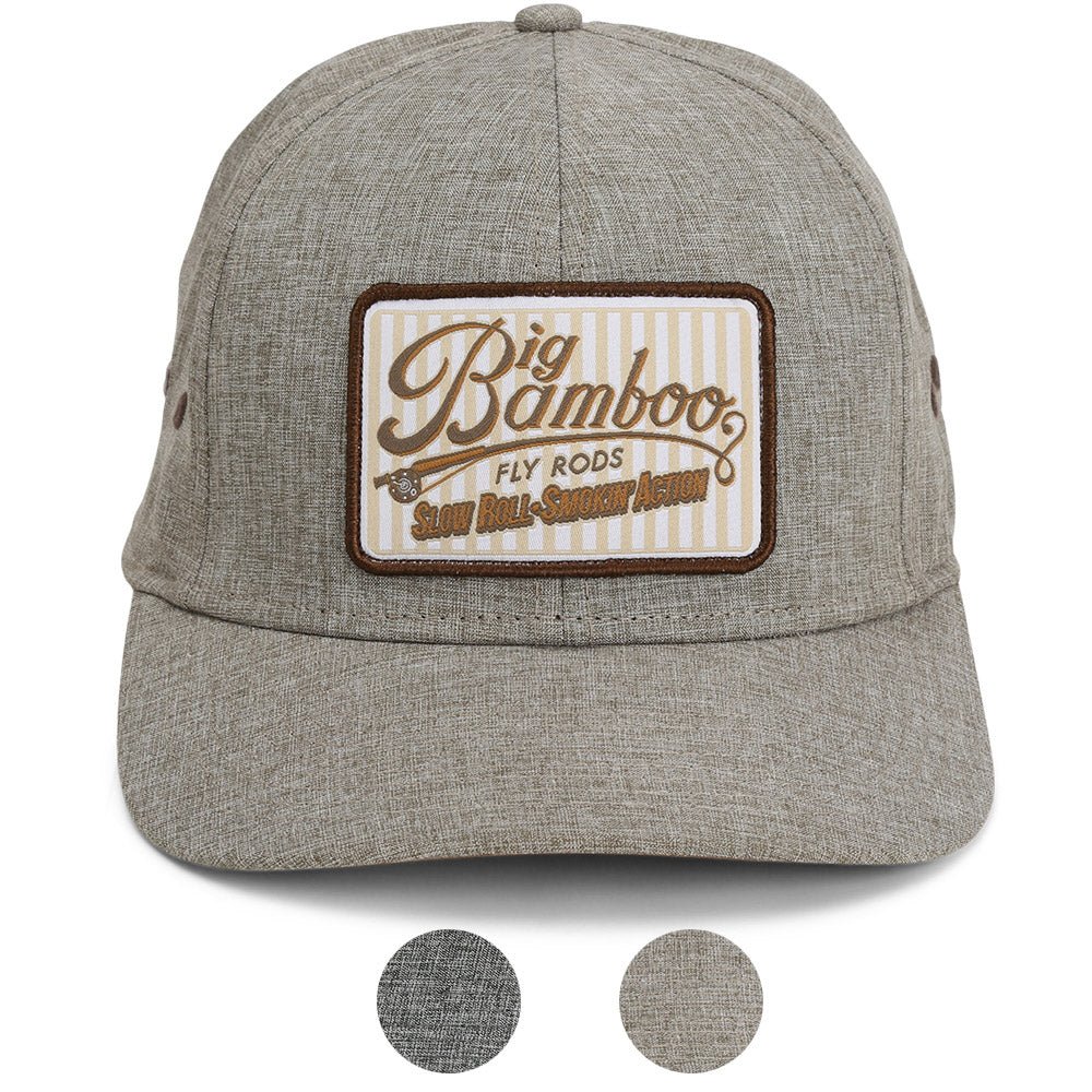 Big Bamboo Fly Rod Heathered 6 - Panel Fly Fishing Patch Cap - Get Tight Gear