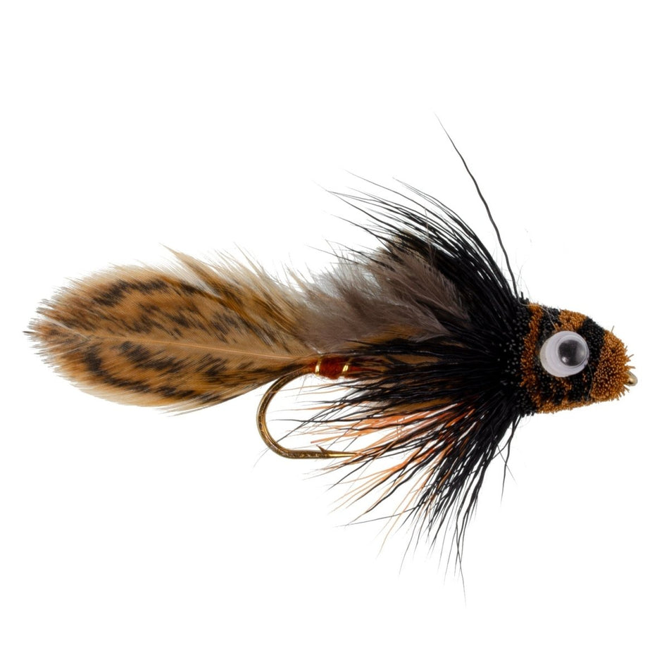 Big Eye Brown Sculpin Streamer Flies - Set of 4 Bass and Trout Fly Fishing Flies - Hook Size 2 - Get Tight Gear