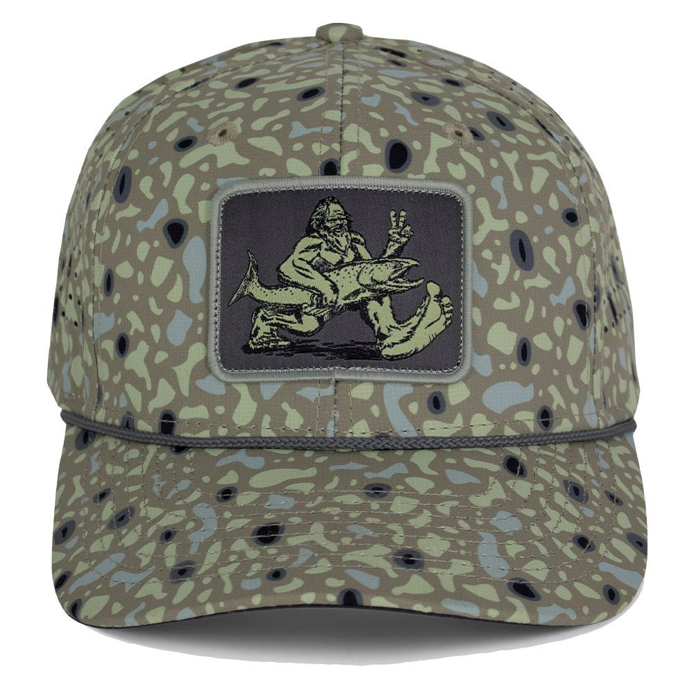 Big Foot Squatch Perforated Fishing 6 - Panel Rope Cap Tan - Get Tight Gear