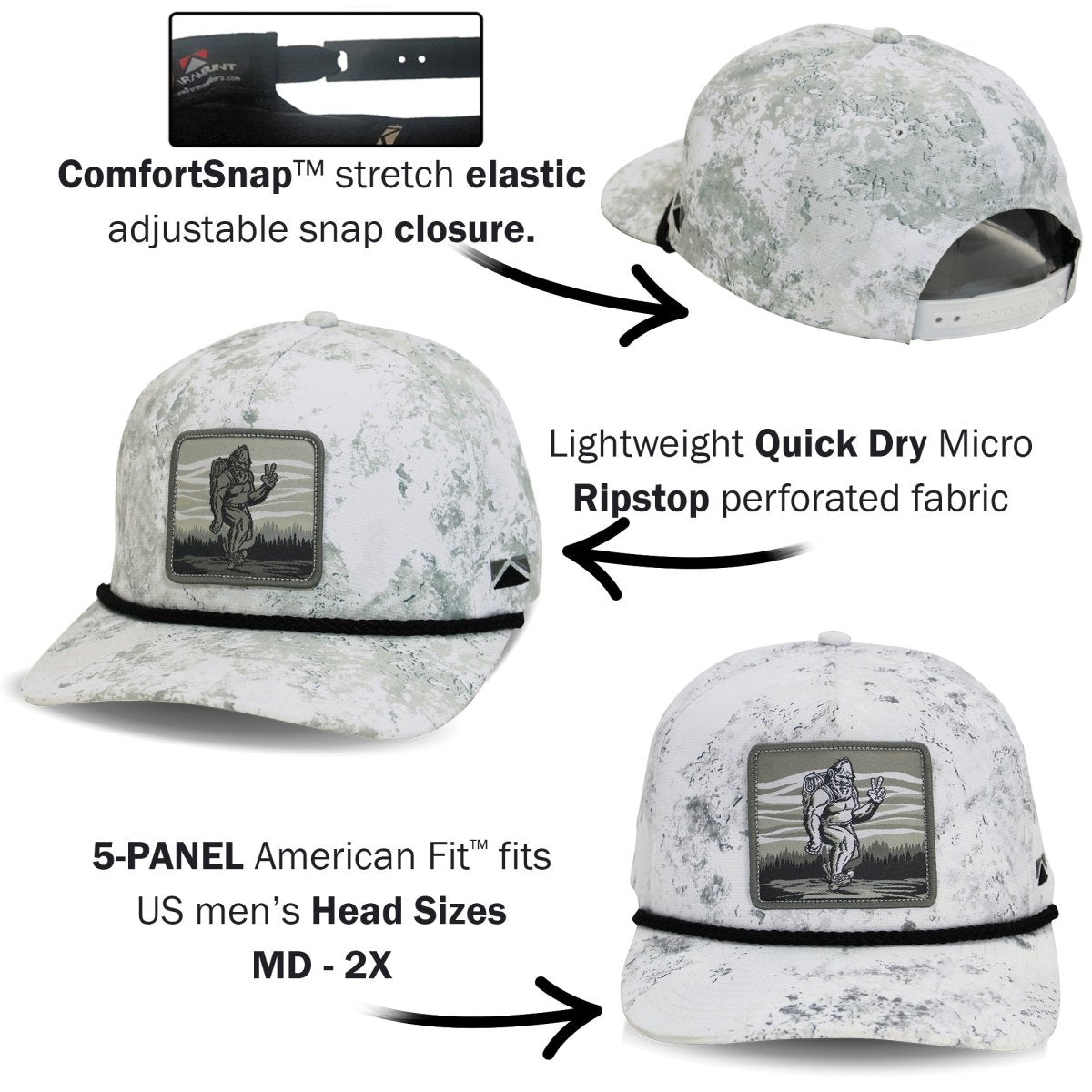 Bigfoot Backpacker 5 - Panel Rope Cap - Get Tight Gear