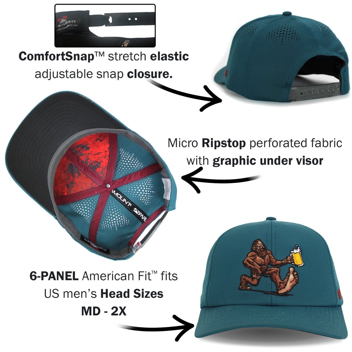 Bigfoot Beer Run Hat 6 - Panel Performance Cap - Get Tight Gear