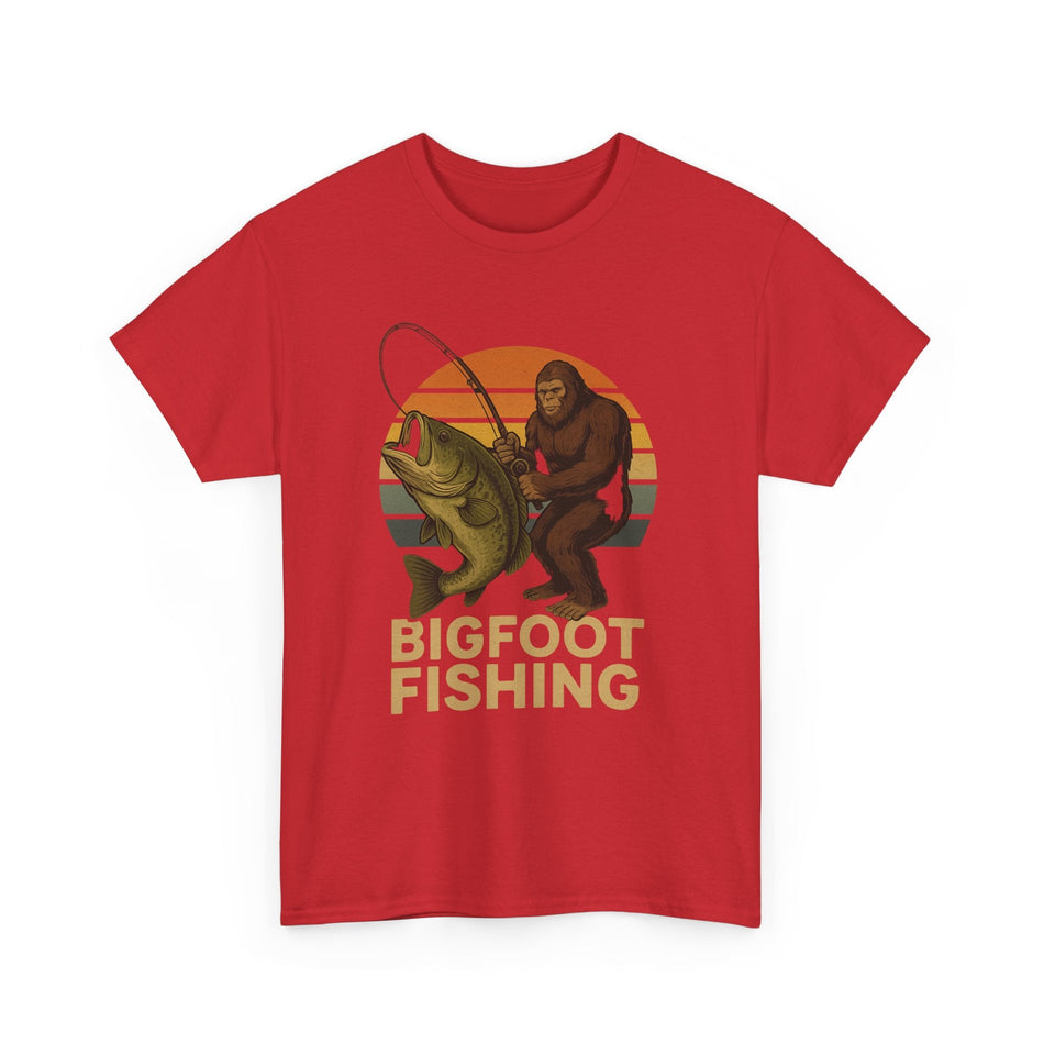 Bigfoot Fishing Unisex Heavy Cotton Tee - Fun Outdoor Adventure Shirt - Get Tight Gear
