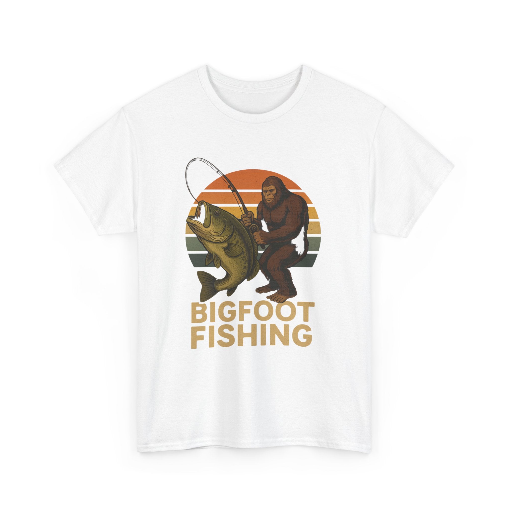 Bigfoot Fishing Unisex Heavy Cotton Tee - Fun Outdoor Adventure Shirt - Get Tight Gear