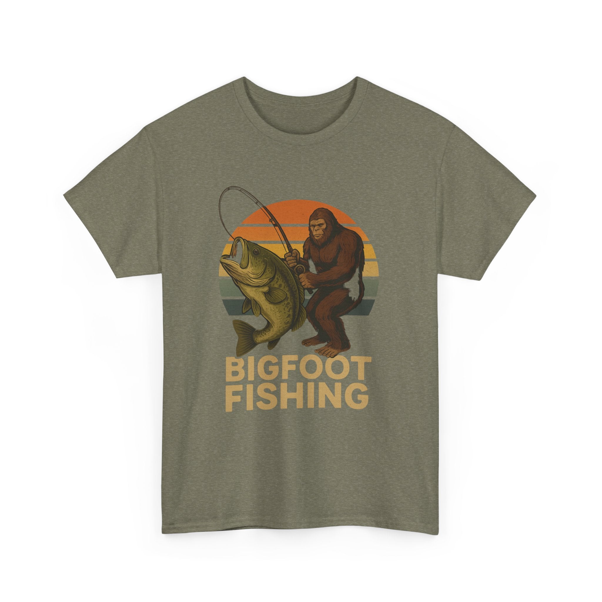 Bigfoot Fishing Unisex Heavy Cotton Tee - Fun Outdoor Adventure Shirt - Get Tight Gear