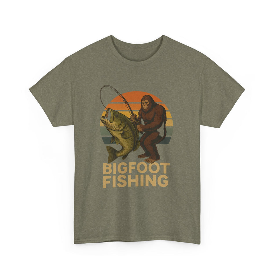 Bigfoot Fishing Unisex Heavy Cotton Tee - Fun Outdoor Adventure Shirt - Get Tight Gear
