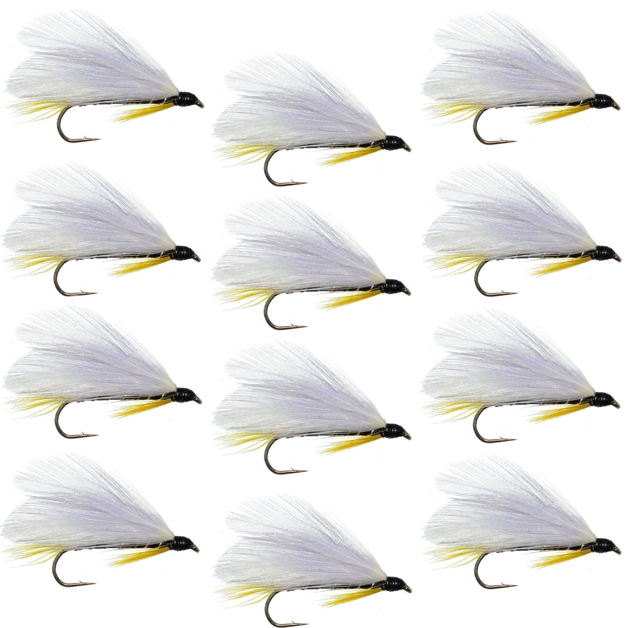 Black Ghost Classic Trout and Bass Streamer Fly - Set of 12 - Hook Size 4 - Get Tight Gear