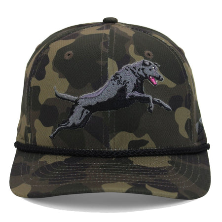 Black Lab Performance Rope Cap on Dark Old School Camo - Get Tight Gear