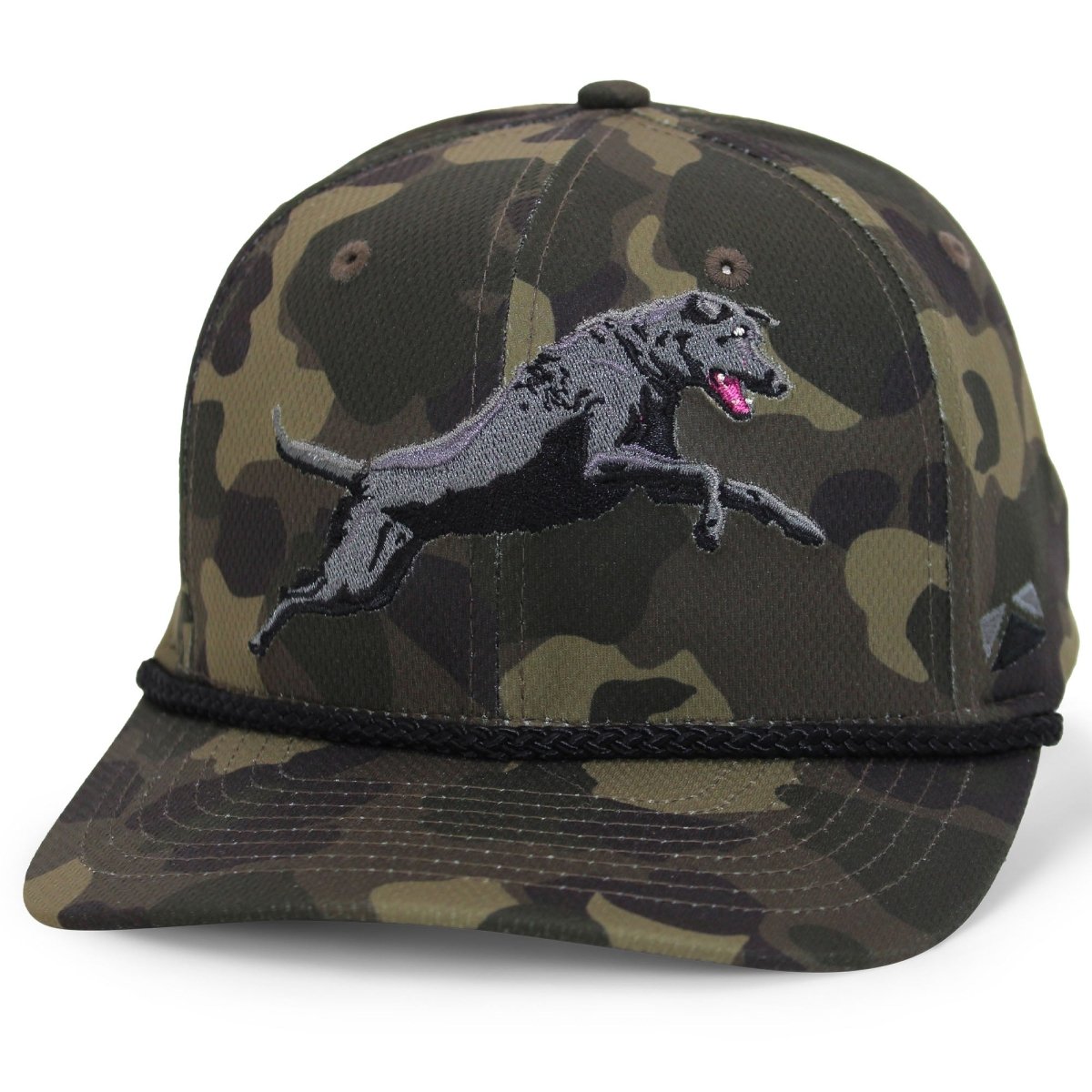 Black Lab Performance Rope Cap on Dark Old School Camo - Get Tight Gear