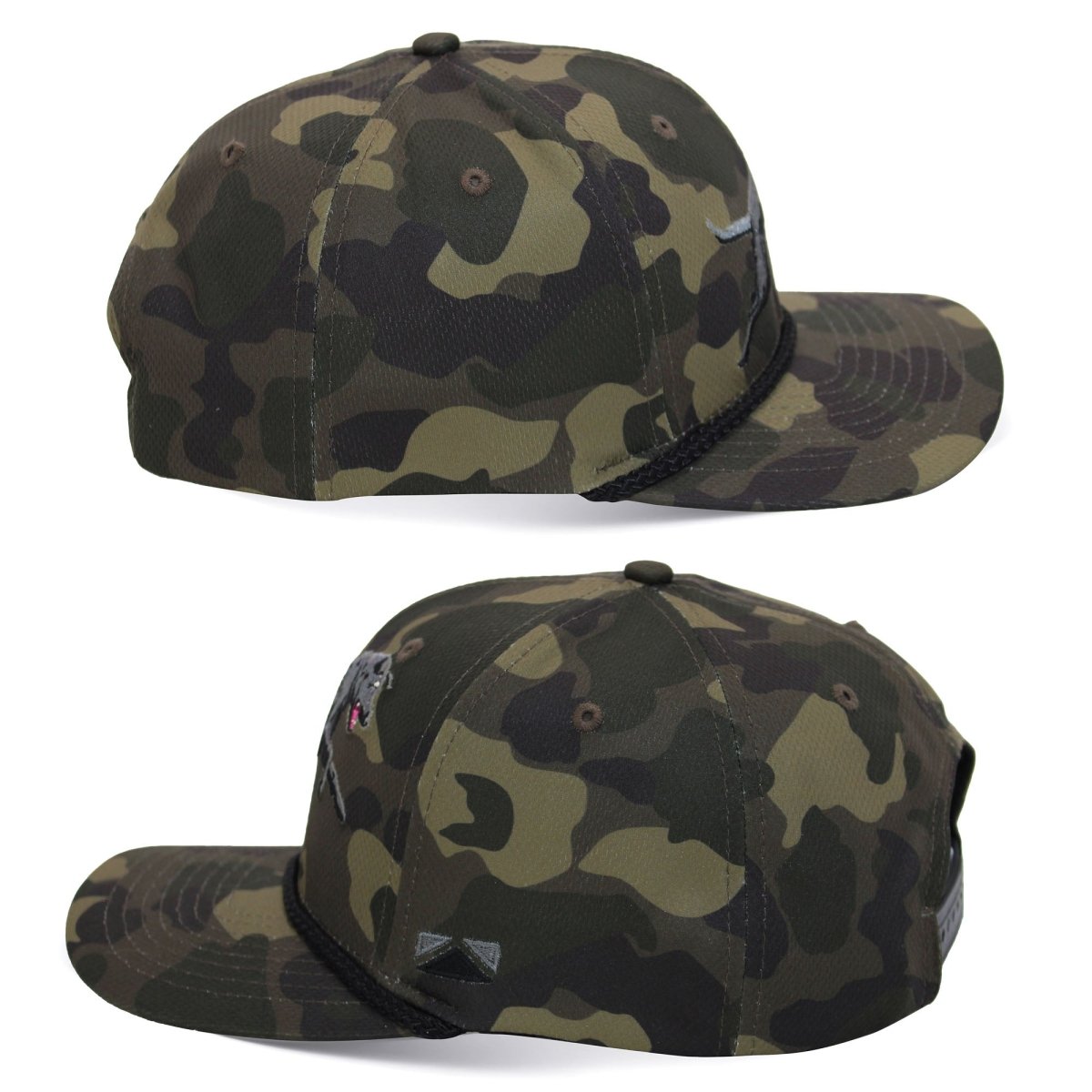 Black Lab Performance Rope Cap on Dark Old School Camo - Get Tight Gear