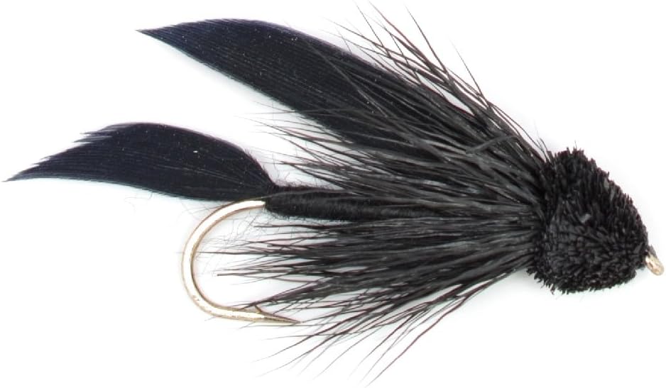 Black Muddler Minnow Fly Fishing Flies - Classic Streamers - Set of 4 Flies Hook Size 8 - Get Tight Gear