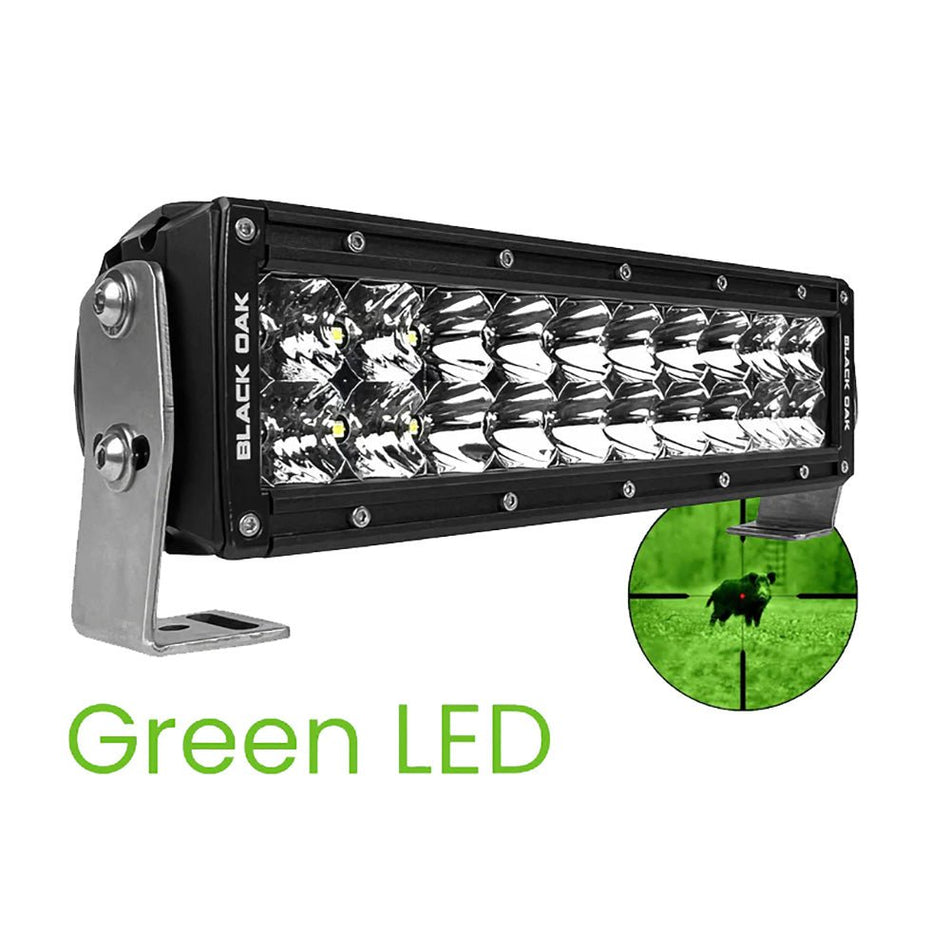Black Oak 10" Green LED Hog Hunting Light Bar - Combo Optics - Black Housing - Pro Series 3.0 - Get Tight Gear