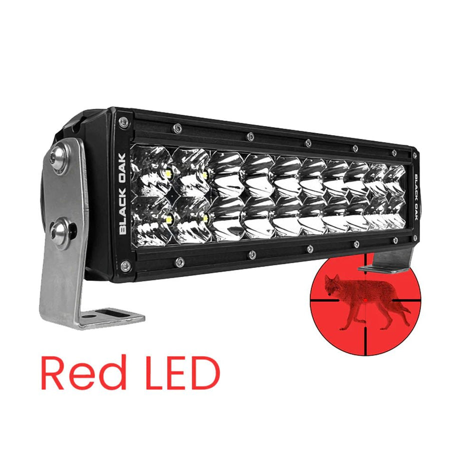 Black Oak 10" Red LED Predator Hunting Light Bar - Combo Optics - Black Housing - Pro Series 3.0 - Get Tight Gear