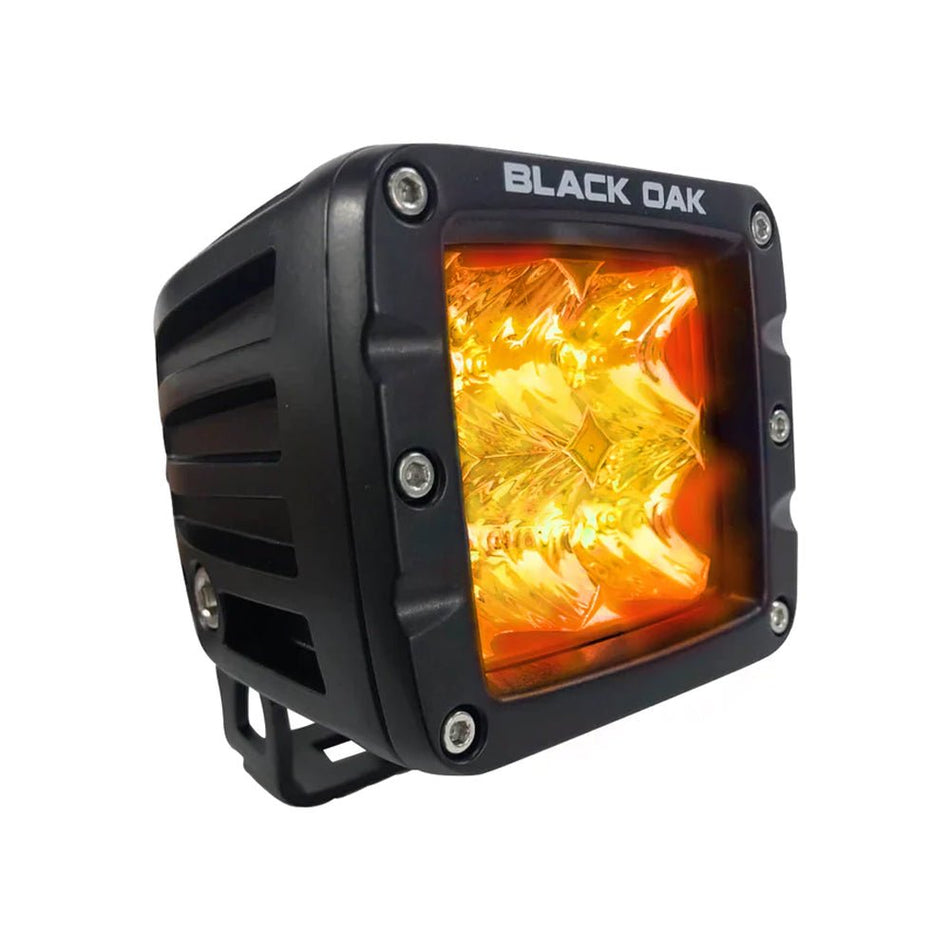 Black Oak 2" Amber LED Pod Light - Flood Optics - Black Housing - Pro Series 3.0 - Get Tight Gear