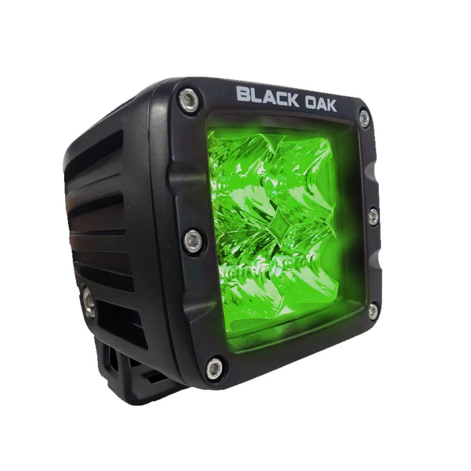 Black Oak 2" Green LED Hog Hunting Pod Light - Flood Optics - Black Housing - Pro Series 3.0 - Get Tight Gear