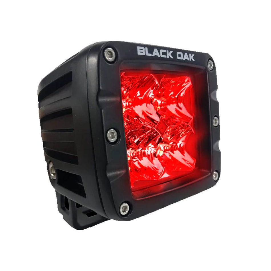 Black Oak 2" Red LED Predator Hunting Pod Light - Flood Optics - Black Housing - Pro Series 3.0 - Get Tight Gear