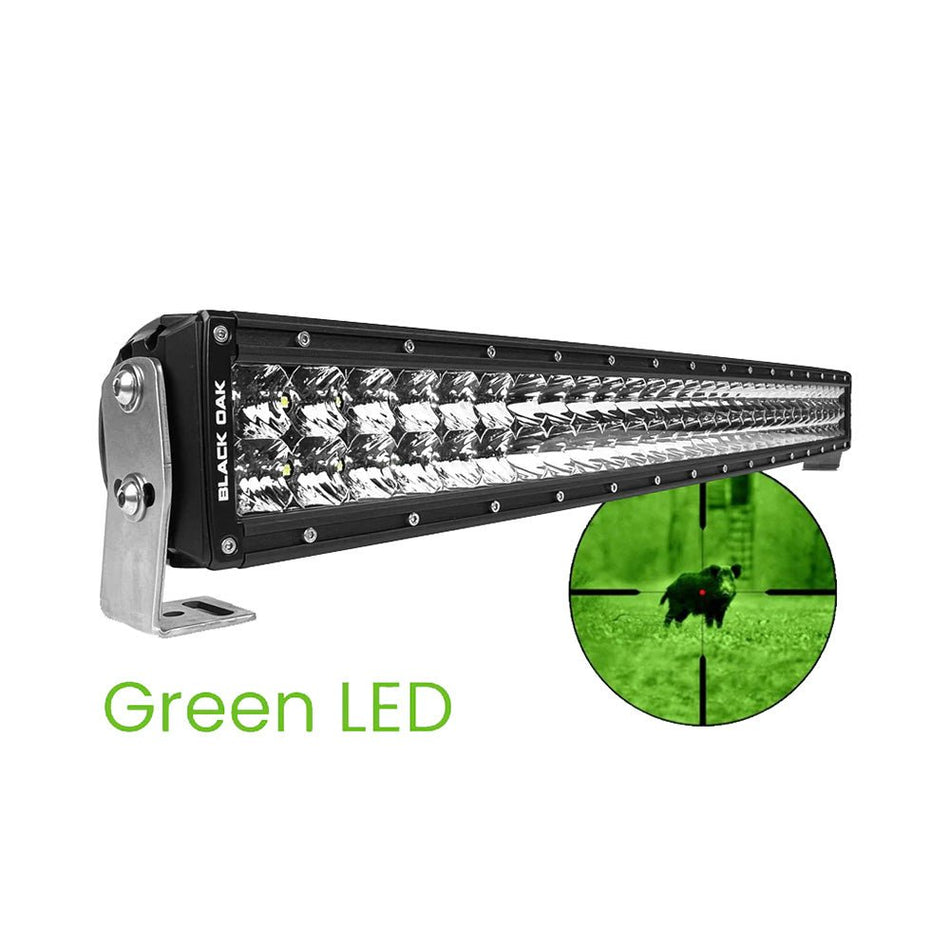 Black Oak 30" Curved Double Row Green LED Hog Hunting Light Bar - Combo Optics - Black Housing - Pro Series 3.0 - Get Tight Gear